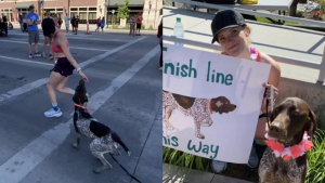 Illustration : "Ce chien émeut sa maîtresse en courant avec elle sur les derniers mètres d’un marathon (vidéo)"